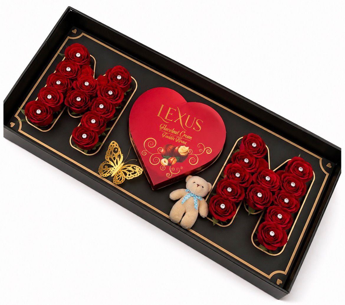 Luxury Box MOM With Roses & Lexus Chocolate | Mother's Day Gift