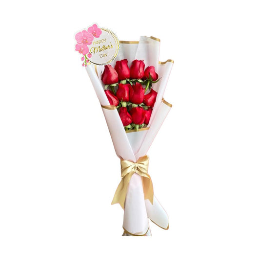 Ruby | 12 Red Roses Bouquet For Mother's Day
