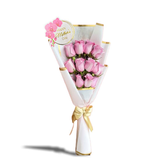 12 Pink Roses Bouquet For Mother's Day - Vicky
