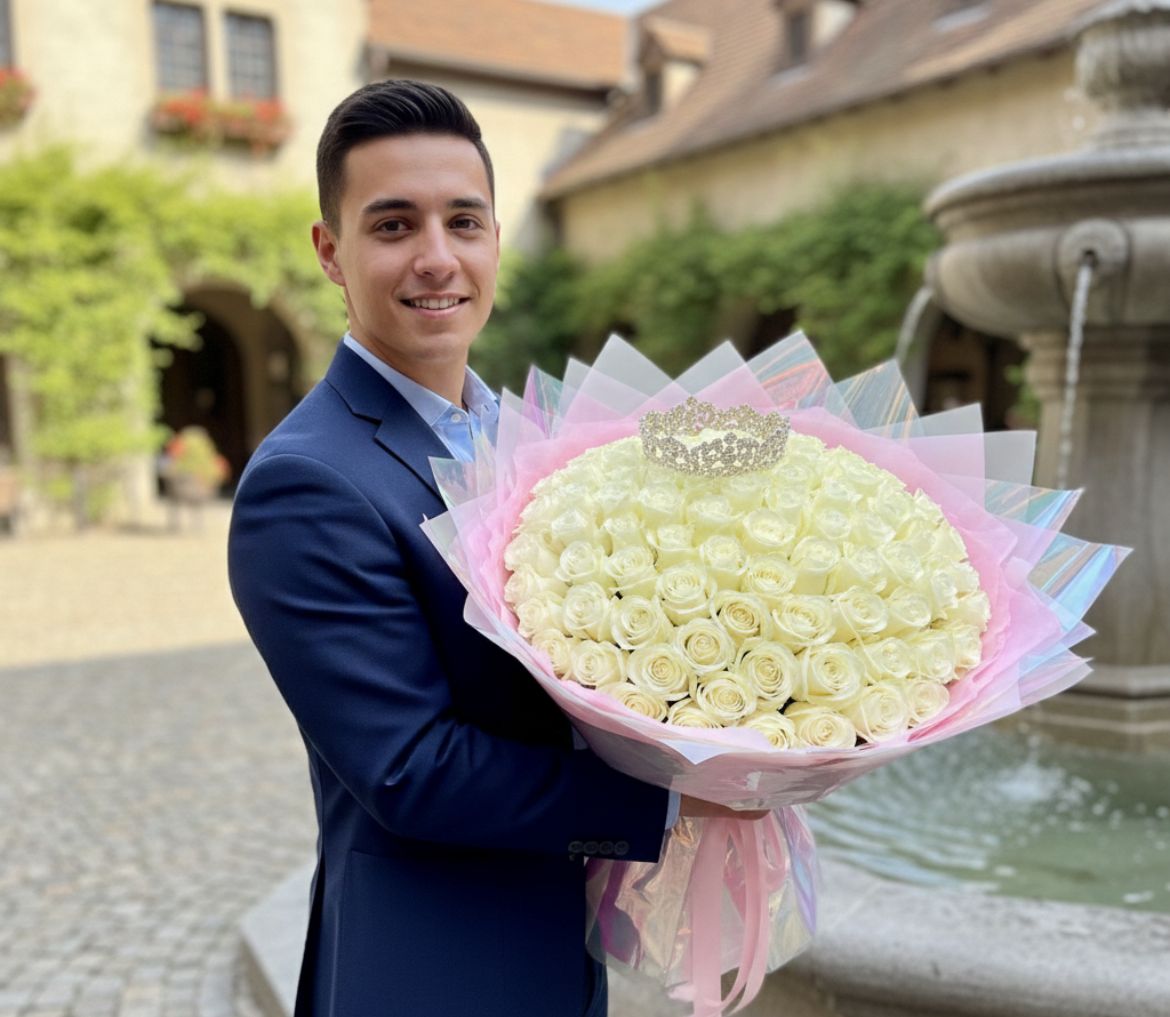 Luxury White Rose Bouquet (25–100 Roses) – Same Day Delivery Wellington FL – Nieve