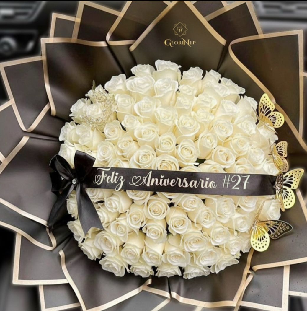 Luxury White Rose Bouquet (25–100 Roses) – Same Day Delivery Wellington FL – Nieve