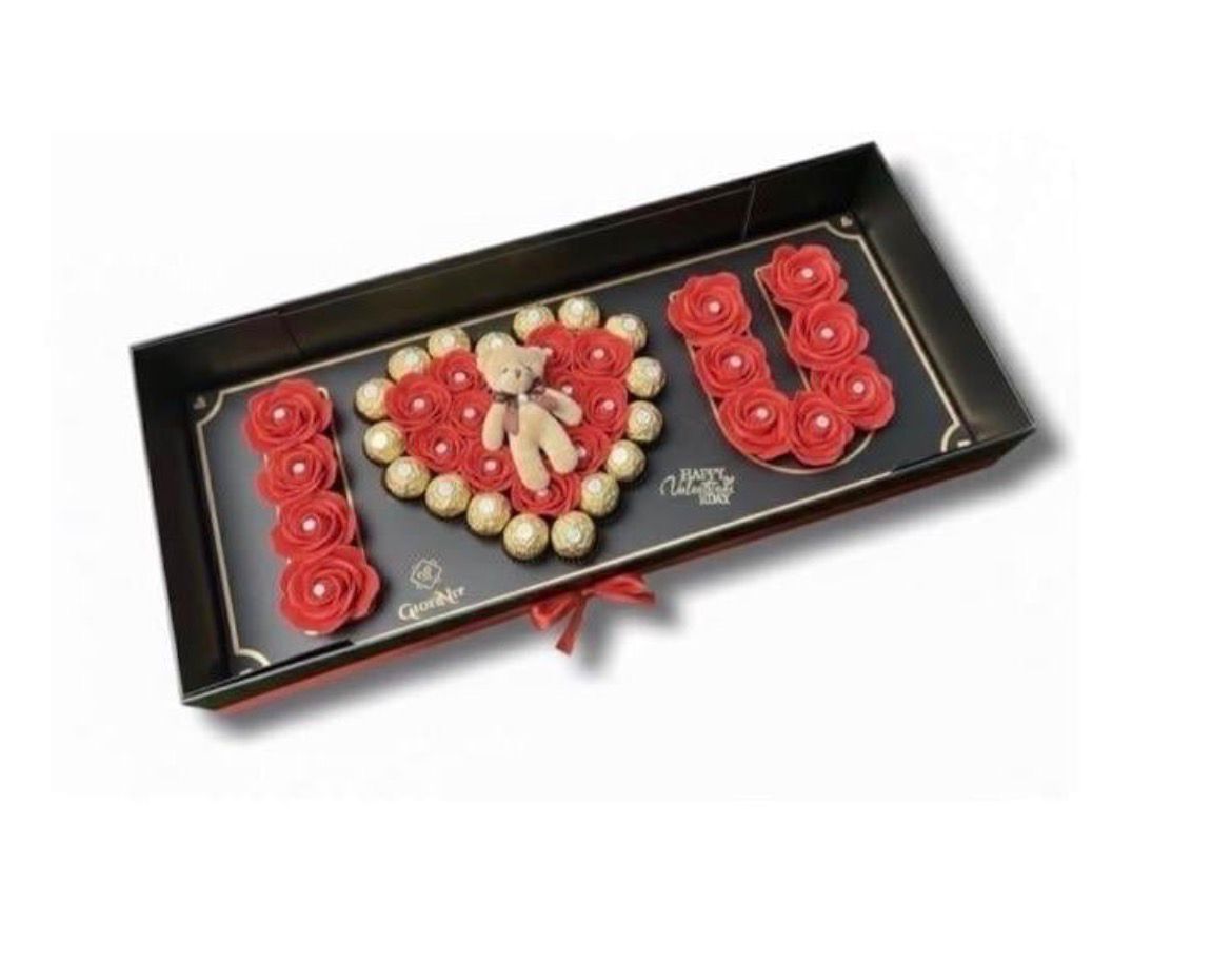 I love you box with red foam roses