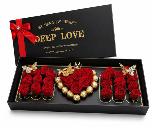 Mom Fresh Red Rose Box With Ferrero rocher Chocolate | Mother's Day Gift - Glory