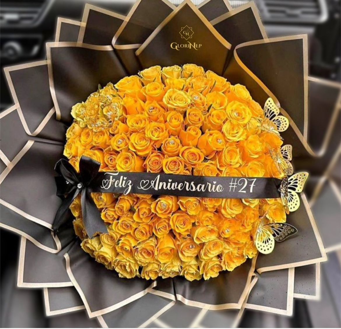 Luxury Yellow Rose Bouquet (25–100 Roses) – Same Day Delivery Wellington FL-Yeli